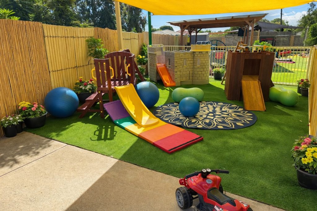 Colourful active outdoor play environment at Super Stars Cooloongup